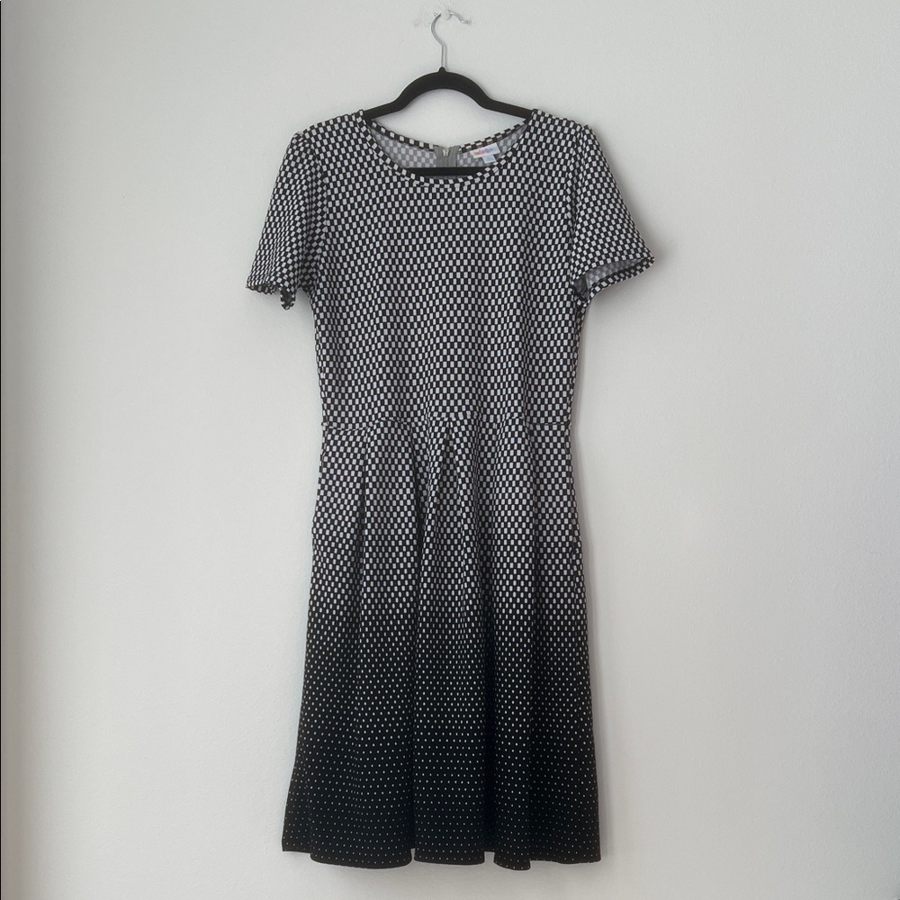 LuLaRoe Black and White Patterned Midi Dress